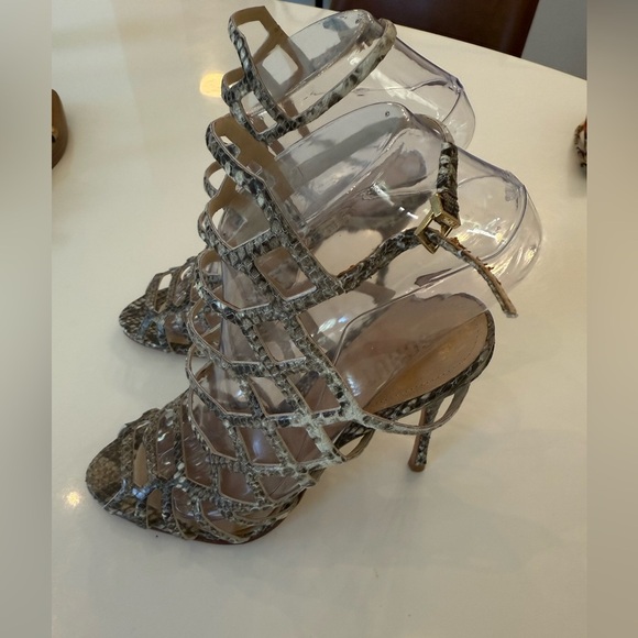 Schutz Juliana Pearl Snake High Heel Caged Open Single Sole Dress Sandal 6.5 - Picture 4 of 7
